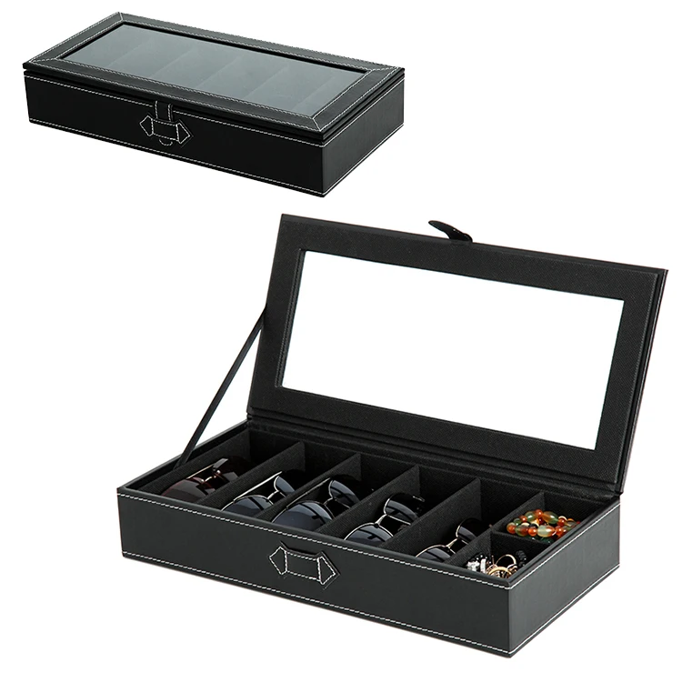 5 Slots Black Wood Watch Package Box With Display Window Customized Wooden Watch Storage Case