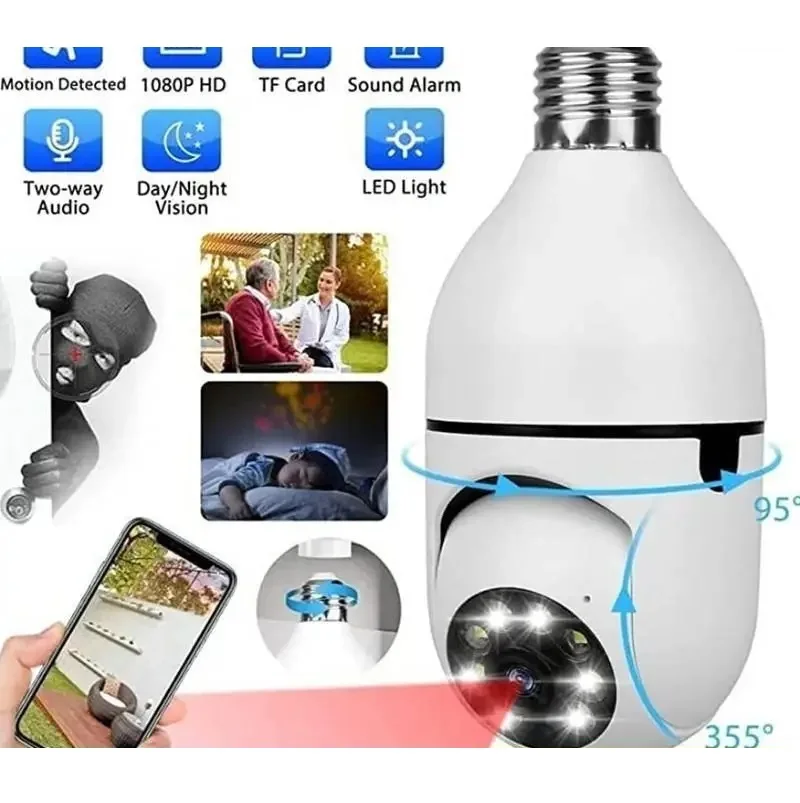 1080P WiFi IP Wireless 360 Security Camera with Plug Nozzle Ptz Full HD Night Vision-bivolt For Home Supplies W24-746