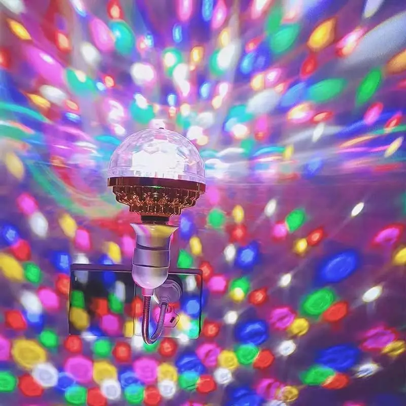 Colorful Rotating Disco Ball Light,7 Colours Party Light Bulb,Rotating Magic Ball Light for Birthday Party Christmas Decorations