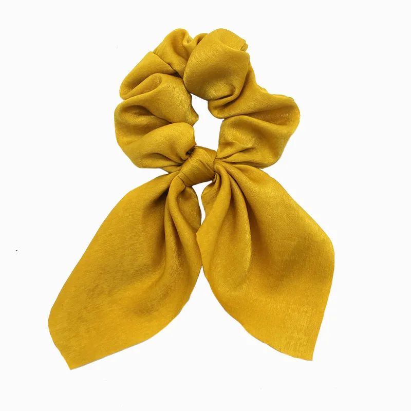 Flower Scrunchies Satin Fabric Art Large Intestine Scrunchy Rabbit Ears Head Rope Hair Accessories