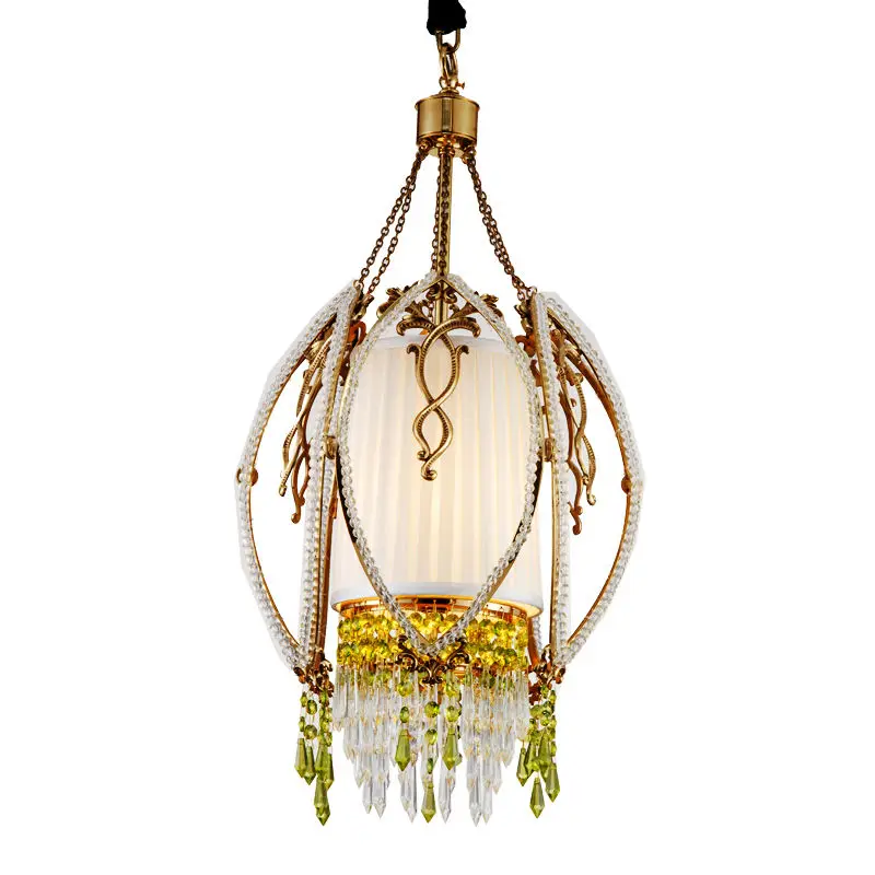 green antique elegant  luxury quality decorative copper crystal chandelier pendant lamp lighting with lantern lights