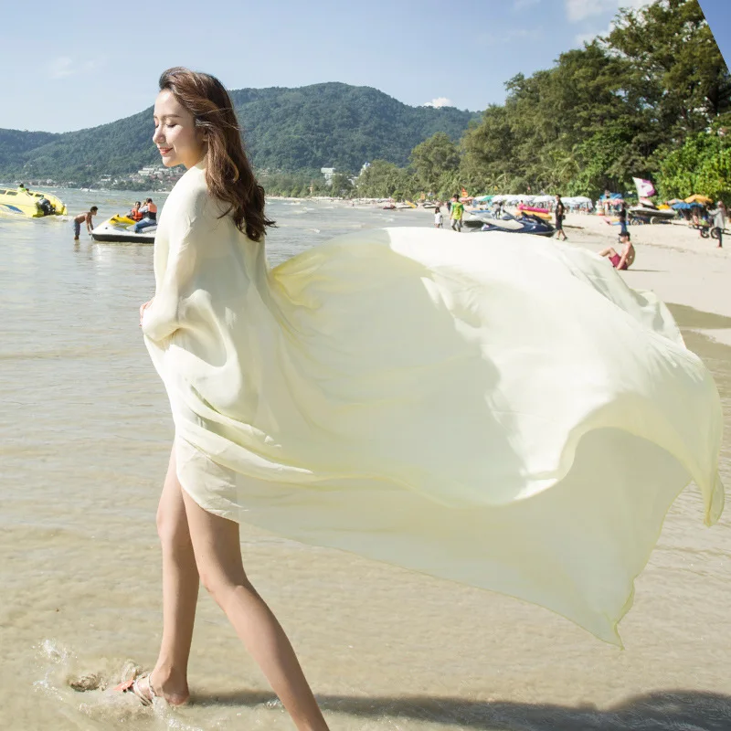 Solid color chiffon satin ladies sun pashmina bed shawl for women scarfs shawls for women 2024 long shawl satin silk women