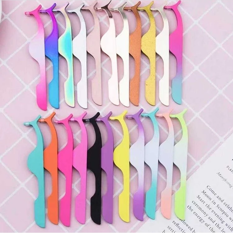 
Private Logo Colorful High Quality Eyelashes Tweezers Makeup Tools Magnetic Eyelash Tweezers eyelash applicator custom logo 