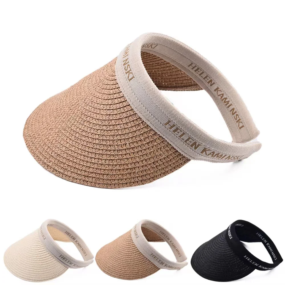 summer hats outdoor protective ponytail straw hat face transparent visor cap handmade natural raffia spring summer women hat