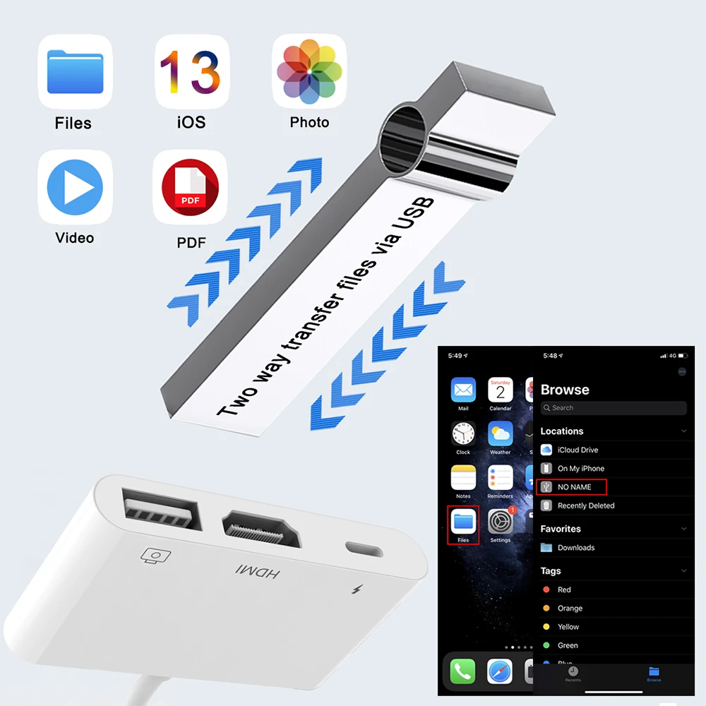  8pin Lighting to 1080P HDTV Цифровой AV адаптер USB флэш-накопители OTG для iPad iphone к hdmi