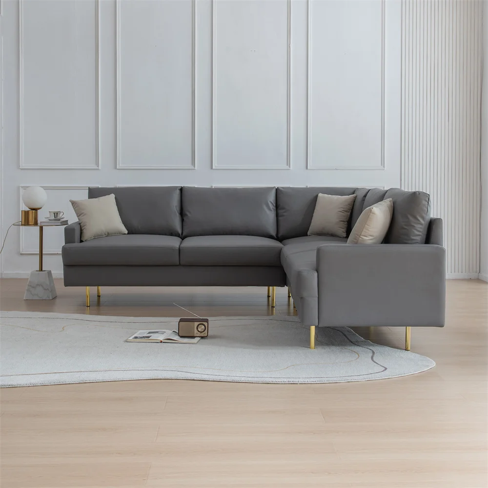Manufacturer Modern L Shape Corner Sectional Waterproof Technical Leather Seater Tufted  Sofa Set Company for Living Room