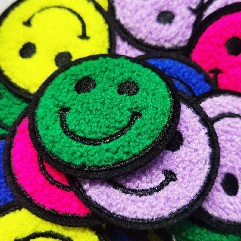 Smiley Face Custom Letter Embroidery Iron on Smiley Face Patch for Garment