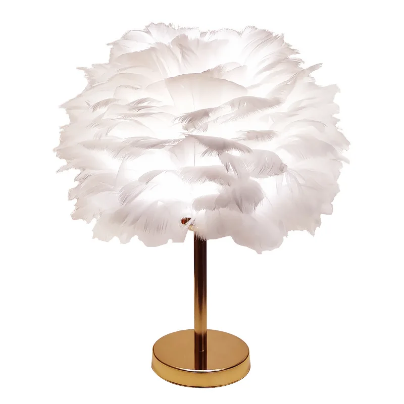 Modern and Simple Creative Feather Table Lamp Warm and Romantic Wedding Table Lamp Decorative Bedroom Bedside Lamp