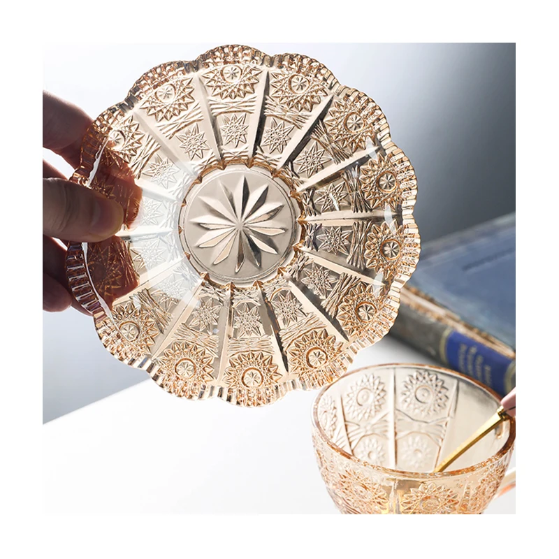 Middle east arabic cafe glass cup handle lead free crystal glass tea cup set tea coffee glass tea cup