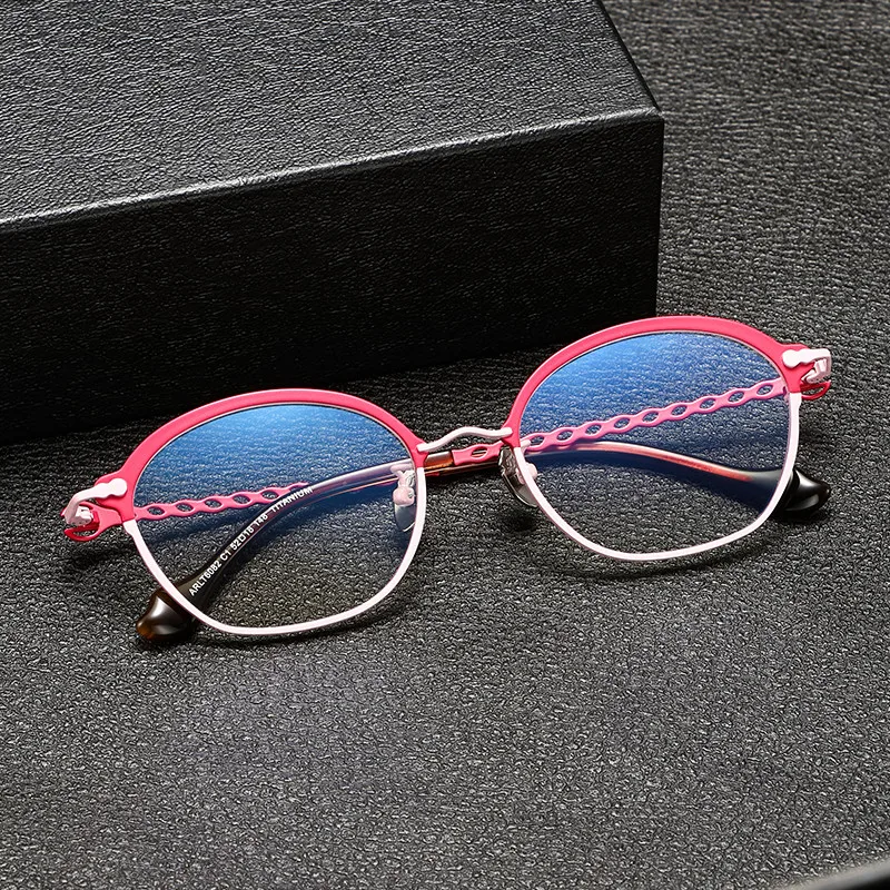Manufacturers direct sales luxury titanium glasses female computer anti-blocking blue glasses can be matched with myopia tablets