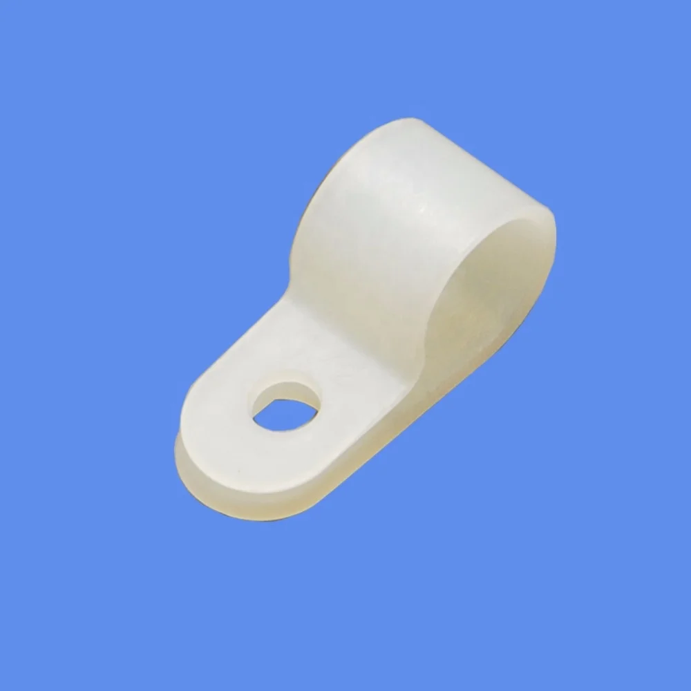 Nylon PA66 Material White Color R Type Wire Strap Cable Clamp