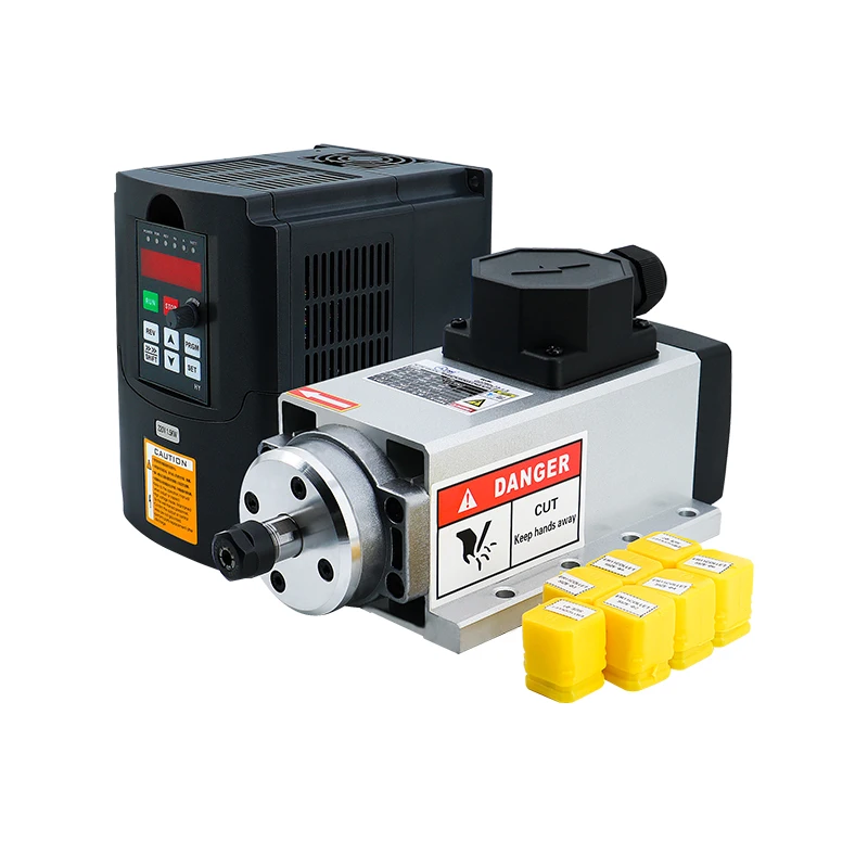 High quality  CNC 1.5kw 220v/110V Square Air Cooling Spindle 1500W Air-cooled Milling Spindle + 1.5KW VFD Inverter +1 set ER11