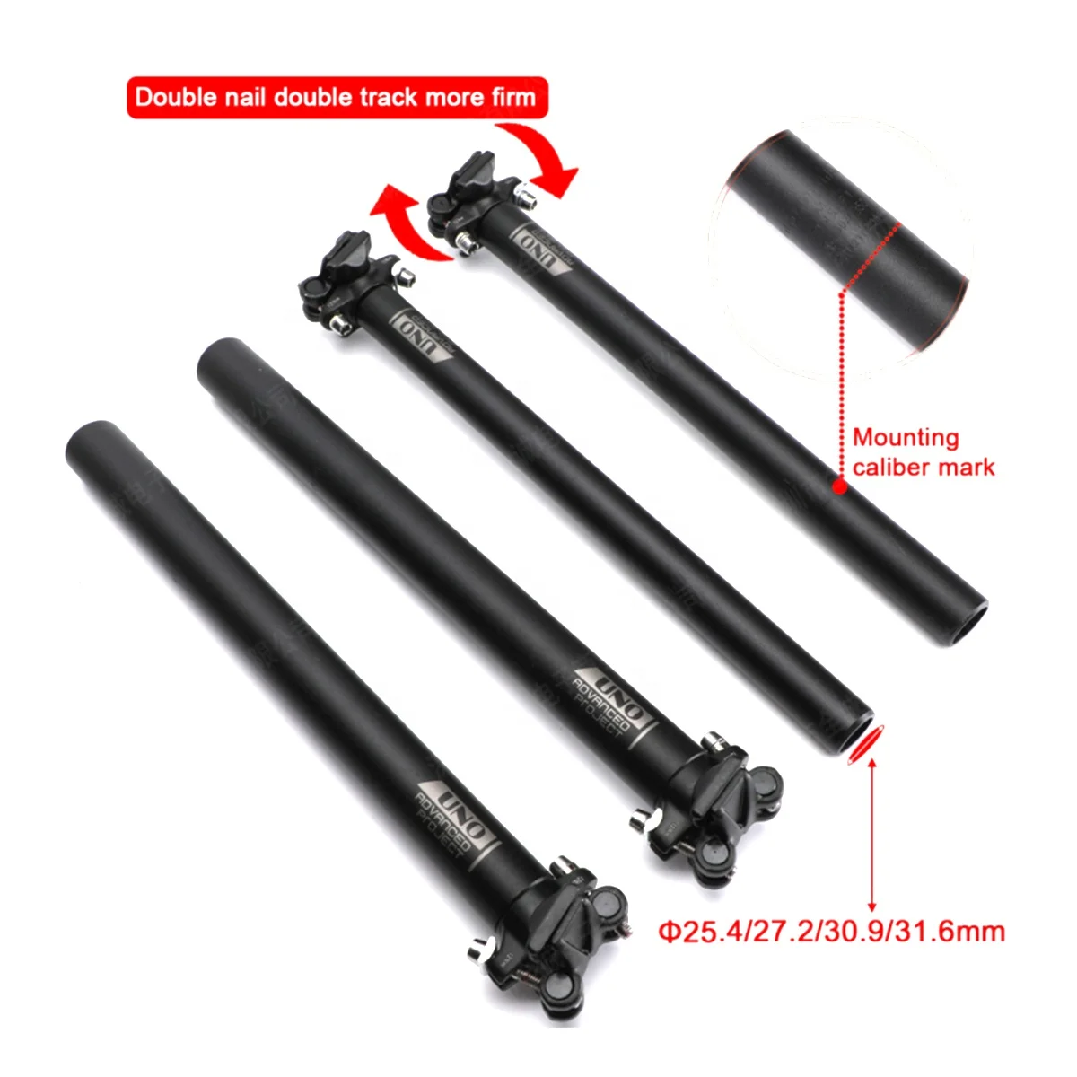 Uno Bike Alloy 400mm Seat Post Hot Selling Bike Seat Post 25.4/27.2/28.6/30.9/31.6mm Seat Post