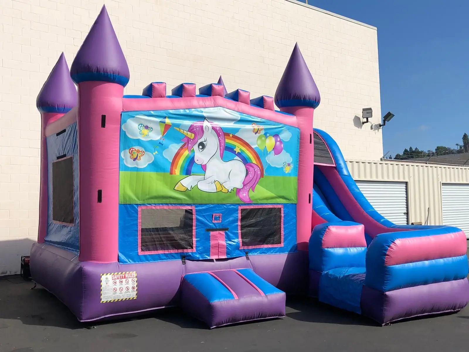 commercial unicorn theme inflatable bouncy water slide combo  bounce house inflatable jumping castle combo for party business