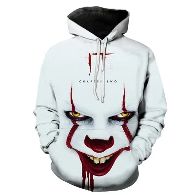 Ecoparty Movie Penny Wise Clown Print 3D Hoodie Men Hooded Sweatshirts Sudadera Hombre Boys Pullover Tracksuit Jacket