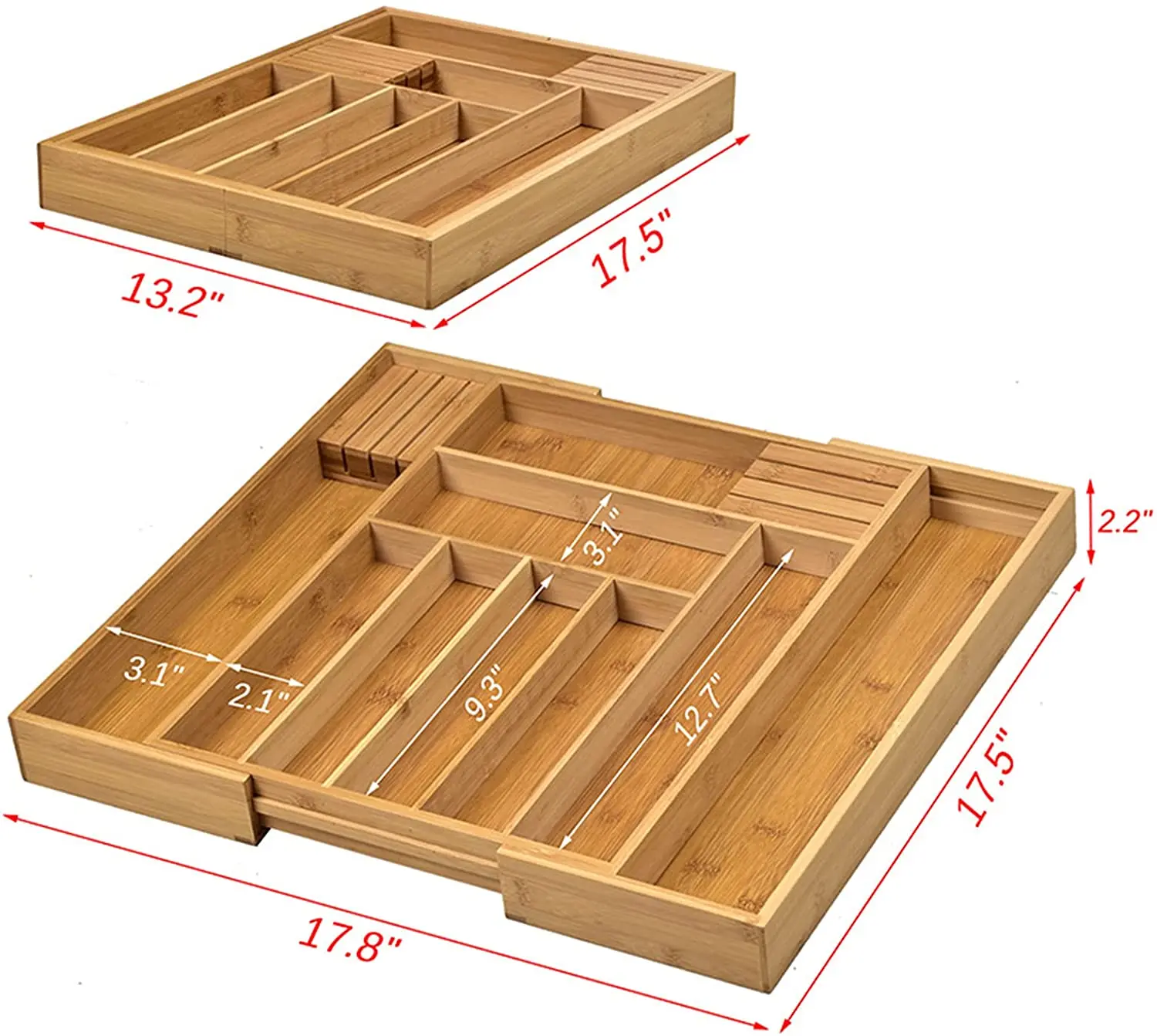 Wholesale Bamboo Expandable Cutlery Drawer Organizer Utensil Organizer For Kitchen