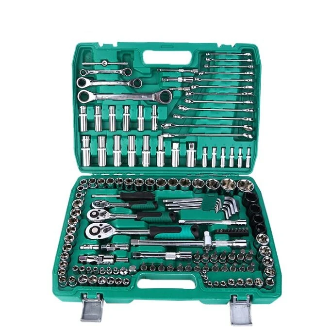 High Quality 151 Pcs 1/4' 3/8' 1/2' Portable Plastic Box Automotive Hand Tools Set With Socket Wrench Tool Kit