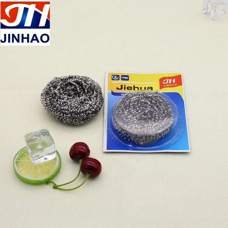 High quality and cheap 12 pcs stainless steel scourer with blister card packing for kitchen cleaning