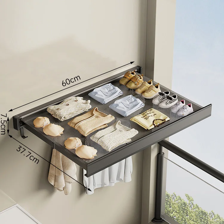 Wholesale Foldable Wall Mounted Clothes Drying Rack with Hooks Space Saving Garment Hanger Net