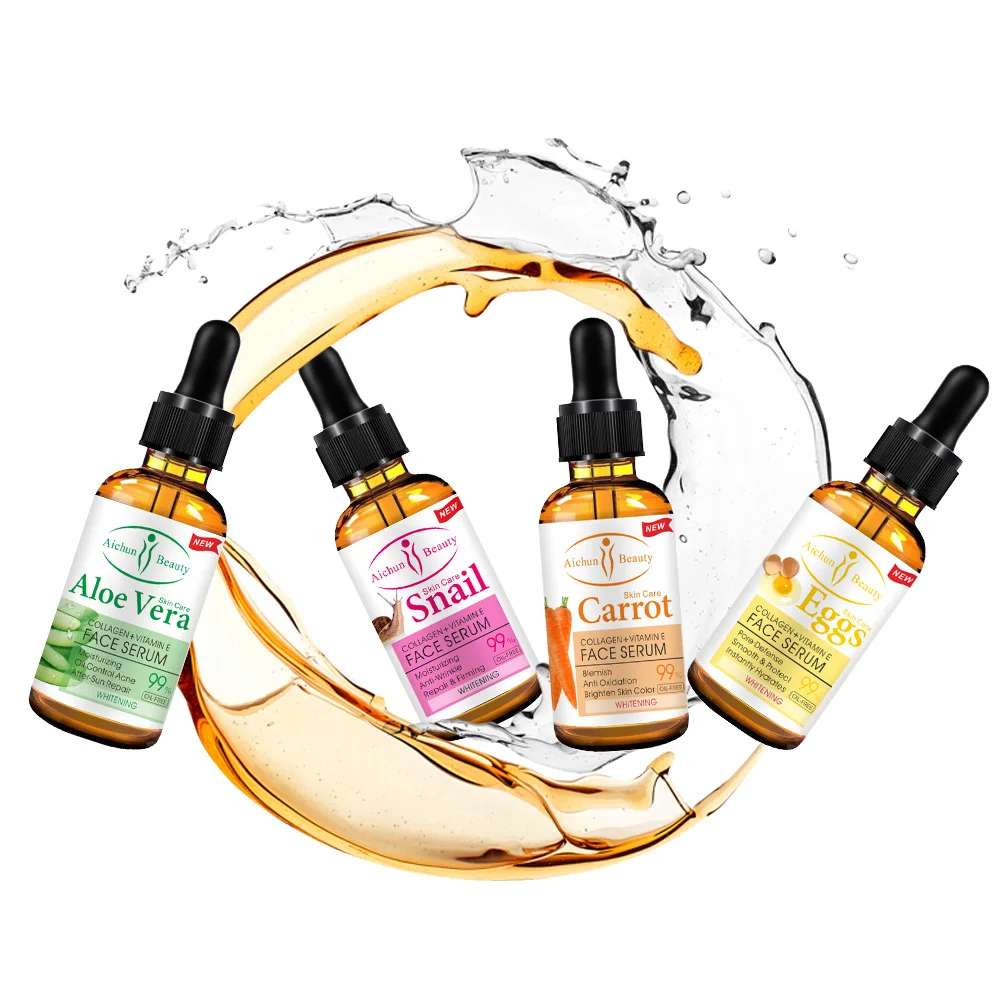 Moisturizing Anti-wrinkle Snail Repairing and Firming Face Whitening Serum with Collagen, Vitamin E