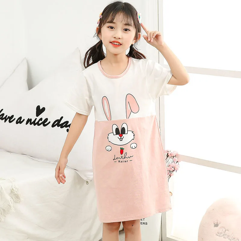 Cute Cartoon Cotton Sleepwear Family Matching Clothes Girl Nightgown Mom and