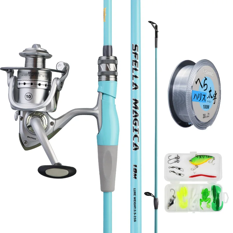 Palmer 1.8m 2.1m spinning fishing rod reel set combo full kit fiberglass fishing rod and reel combos full set
