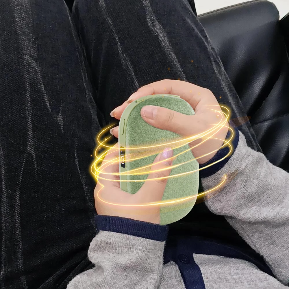 2 In 1 Mini Plush Surface Portable USB Charging Graphene Smart Warmer Heater For Warm Hand Home Travel With Display Power Bank