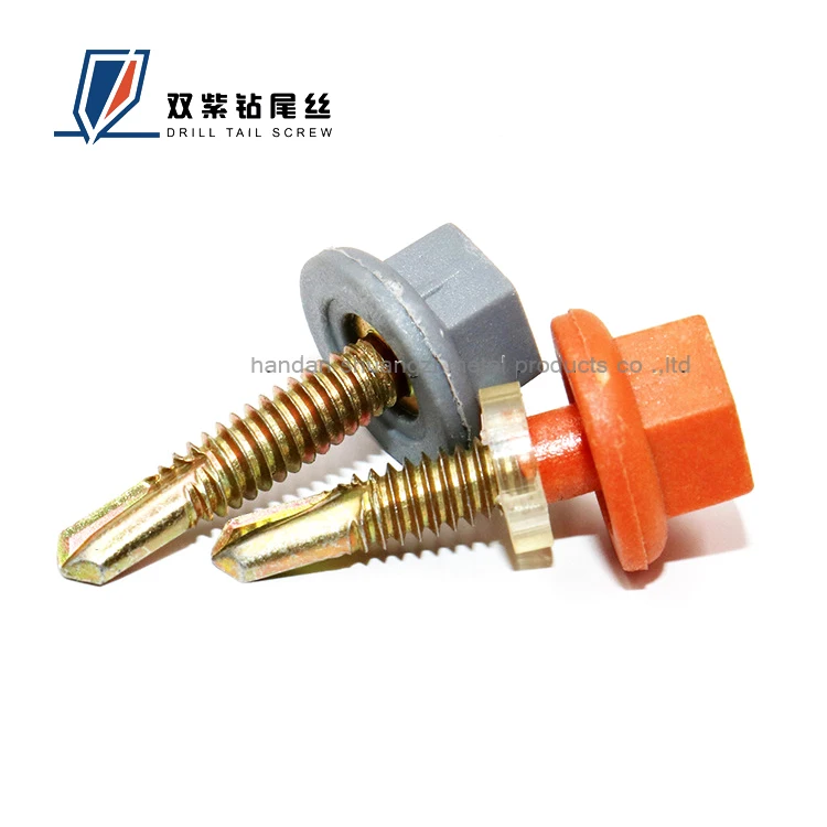 Nylon head drilling wire plastic head hexagonal drilling screw waterproof color steel tile self - tapping self - drilling nail d
