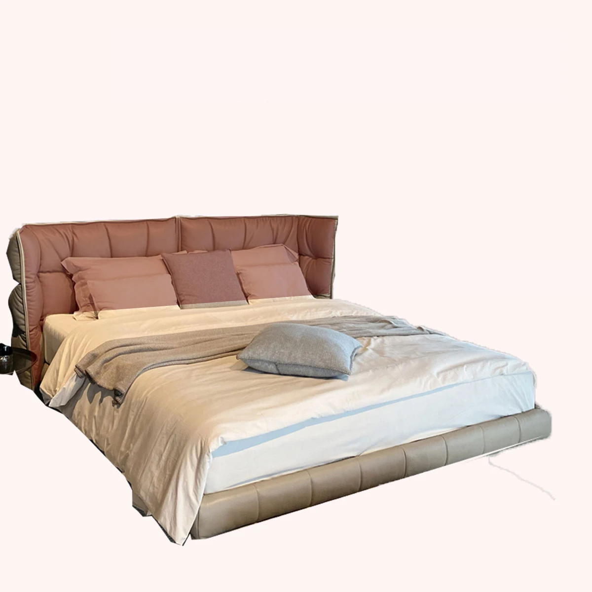 High quality minimalist designer furniture beds queen  modern leather bed