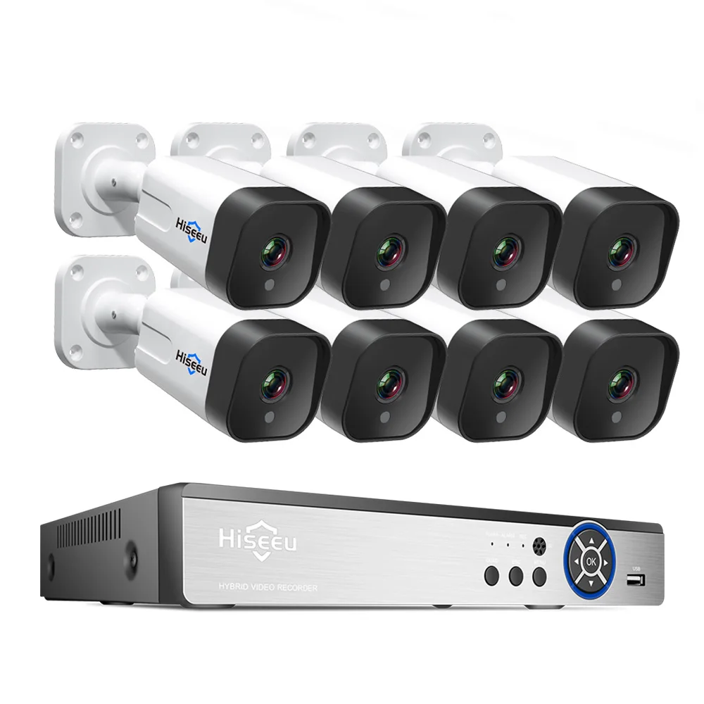 Камера Наружного видеонаблюдения Hiseeu 4K 8 каналов Мп Nvr Poe Ip для