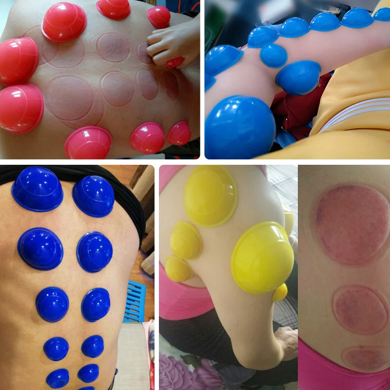 12Pcs Set Strong Suction Vacuum Cupping Cup Kit Anti Cellulite Back Full Body Massager Chinese Therapy Silicone Cans Jars Tools
