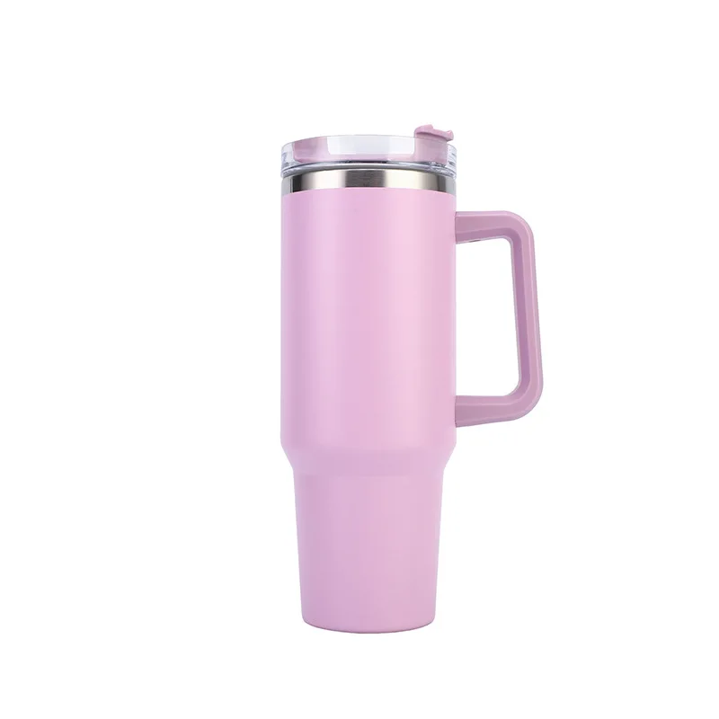 Wholesale Double Wall Stainless Steel 40oz Car Cup Insulated Coffee Travel Powder Coated Mugs Tumbler With Handle And Straw