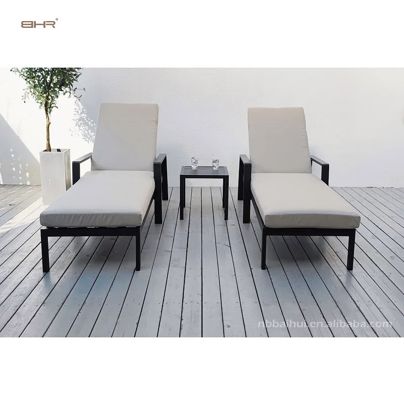 BHR Aluminum Furniture Outdoor Sunbed Beach Poolside Sun Lounger Pool Chair Sun Loungers
