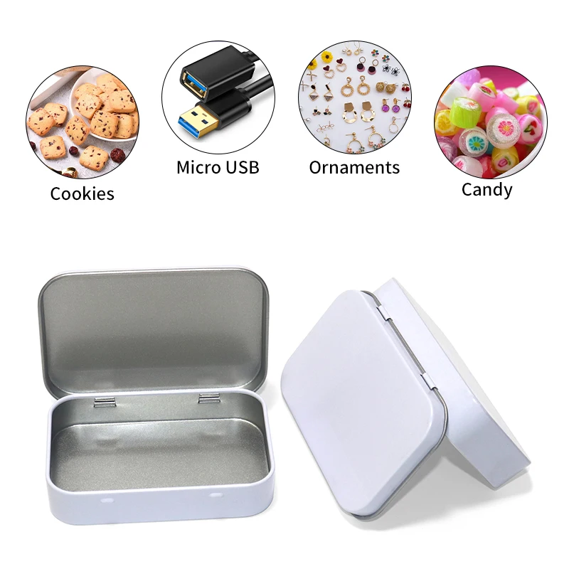 Rectangle small square Candy tin case Child Resistant Hinged tin box Packaging Custom Printing metal mint Tins box