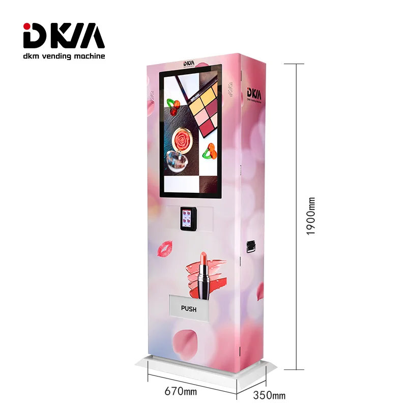 Dkmvending smart card payment touch screen beauty supply product vending machine for eye lash hair lipstick perfume fragrance