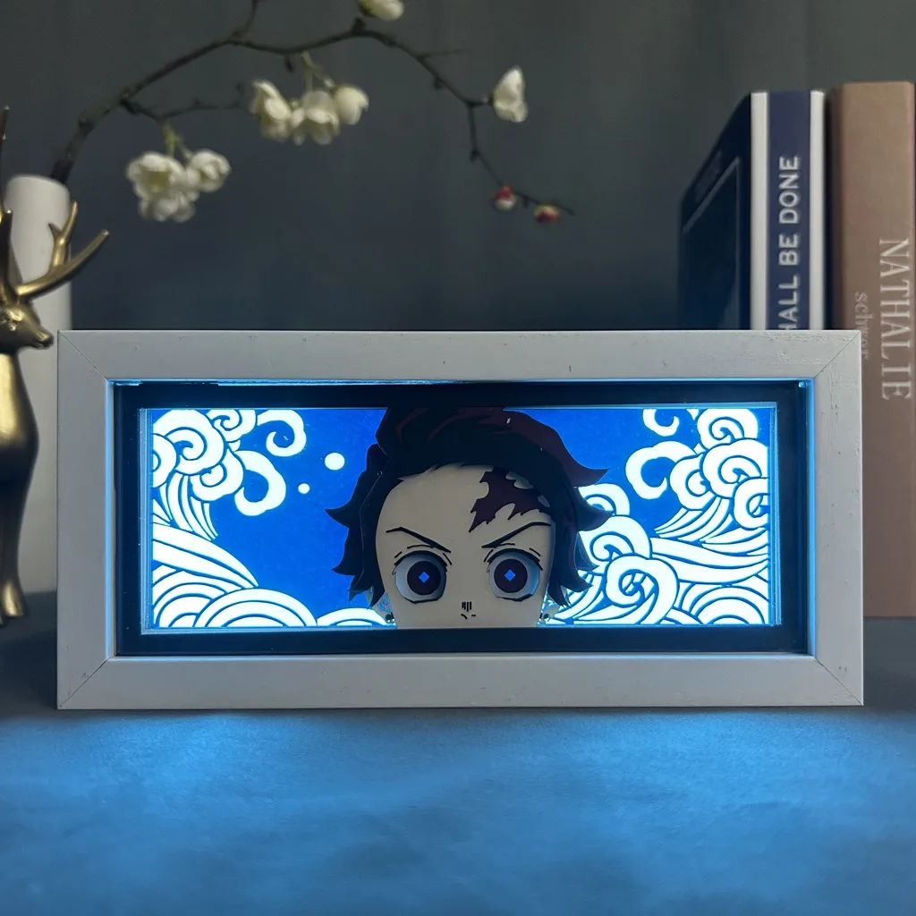 New  Anime Decoration Frame Paper Cut Light Box Custom Kids Gift 3D Night Light Carved Paper Lamp
