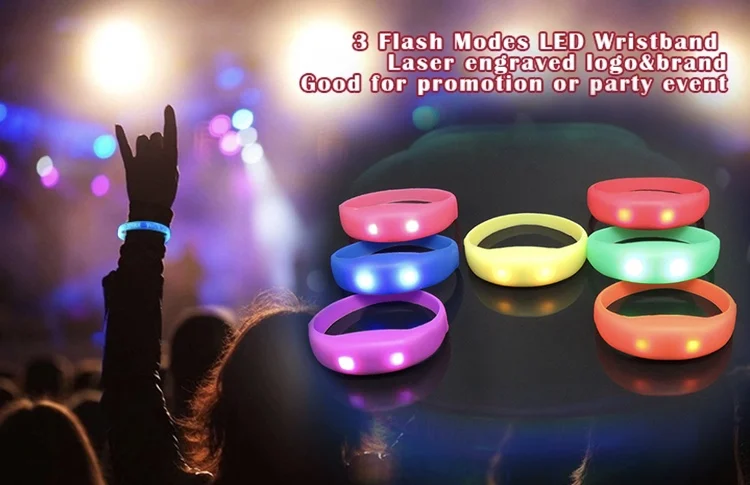 OEM Personalized Custom Promotional Gifts Electronic Bracelet Music Sound Activated LED Light Bracelet With Laser Engraved Logo