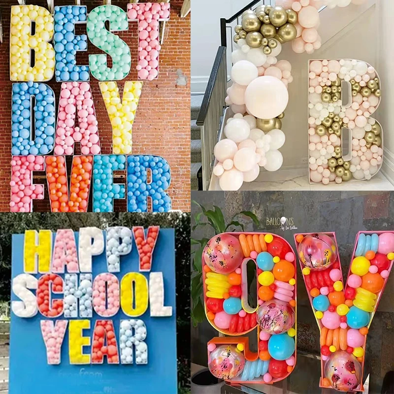 Giant 100/120CM Number Letters Mosaic Frames For Balloon LOVE BABY Birthday Anniversary Wedding Party Backdrop DIY Balloon Stand