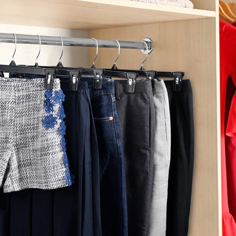 Custom Logo PS Plastic Baby Clothes Kids Pants Hanger with Clips