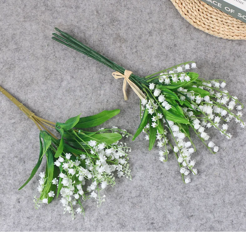 LY  Artificial Lily of The Valley Flowers Lily of The Valley Artificial Flowers Wedding Flowers Arrangement Bouquet Home Decor