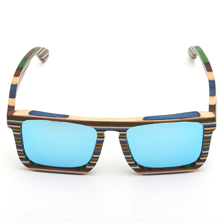 High Quality Anti-Glare Custom Logo Gafas De Madera Skateboard Wooden Mirror Wooden Sunglasses Sun Glass