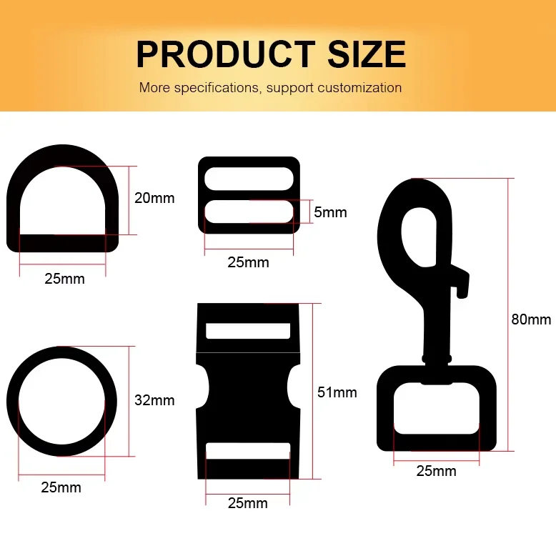 Wholesale Factory Custom 20MM Metal quick release buckle D ring/ Dog snap hook/ adjustable clip set for Dog collar hardware