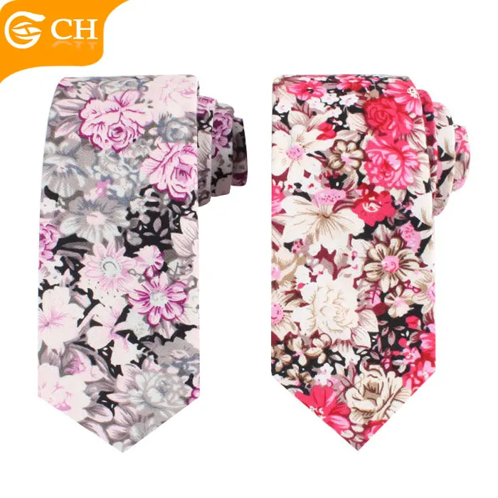 
 Популярные мужские Узкие галстуки из 100% хлопка с цветочным принтом на заказ  