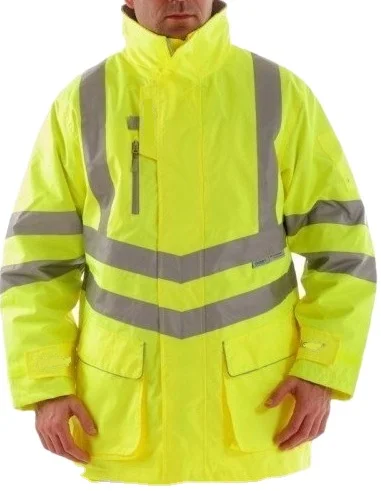 Factory Supply Premium Quality Hi Visibility Yellow Padded Storm Coat Breathable Workwear Jacket Waterproof Safety Jacket