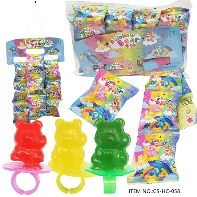 Новый стиль, кольцо с фруктовым вкусом, милое маленькое кольцо в форме медведя, леденец, конфеты, поп-конфеты, высокое качество, красочная мультяшная упаковка