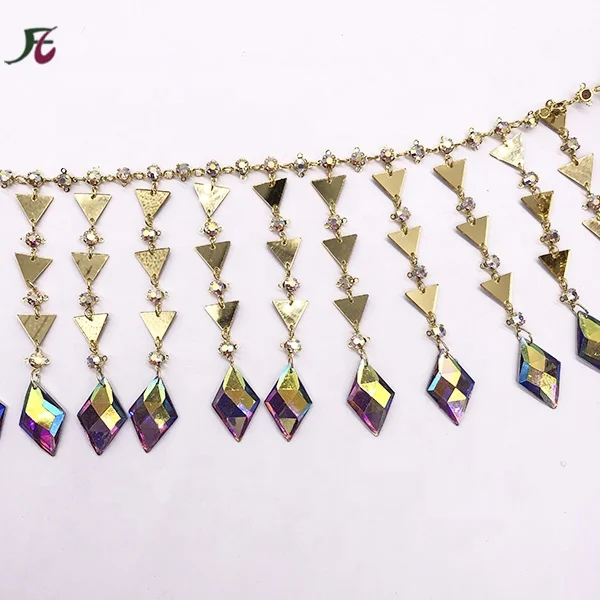 
Bling Diamante Diamond Trim Ribbon Tassel Fringe Rhinestone Chain Crystal Gem Sparkle Wedding Bridal Necklace 
