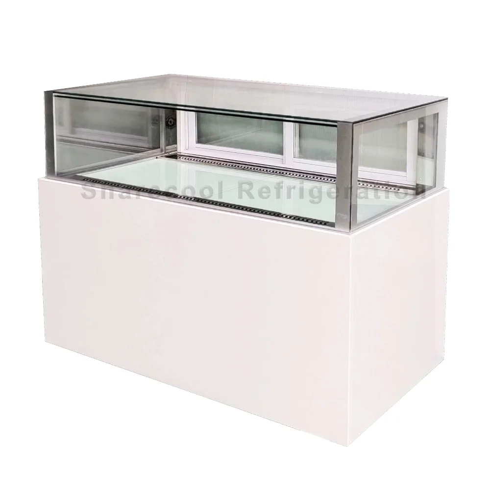 2.0m Sliding Door Type Ultra Clear 45 Degrees Meter Joint Glazed Glass  Chocolate Display Chiller