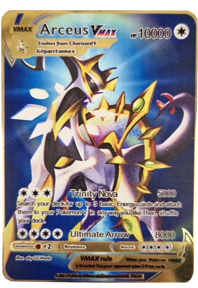 Custom Gold Metal Poke Mon Japanese France Germany English Version Business Cartoon Cards New Trading Playing Cards Game Cards