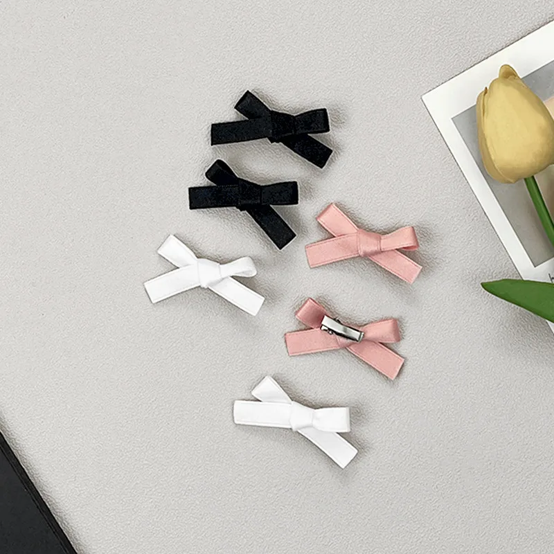 mini size custom color Sweet and Lovely Ribbon Bow Hairpin Simple Side Clip Bangs Hairpins baby girls hair bows clips