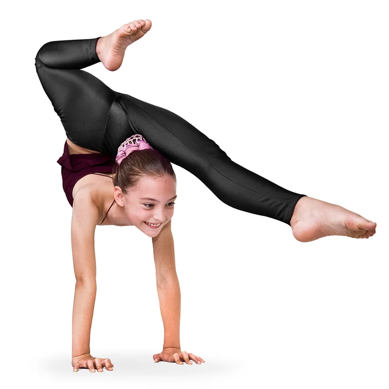 Wholesale Cheap In Stock Fast Delivery High Spandex Kids Girls Children Metallic Shiny Gym Dance Pants Gymnastics Leggings